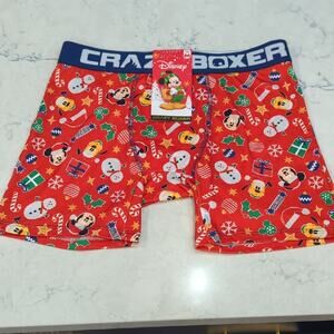 Disney Crazy Boxer Men's Festive Red Boxer Briefs Medium Holiday Christmas NEW